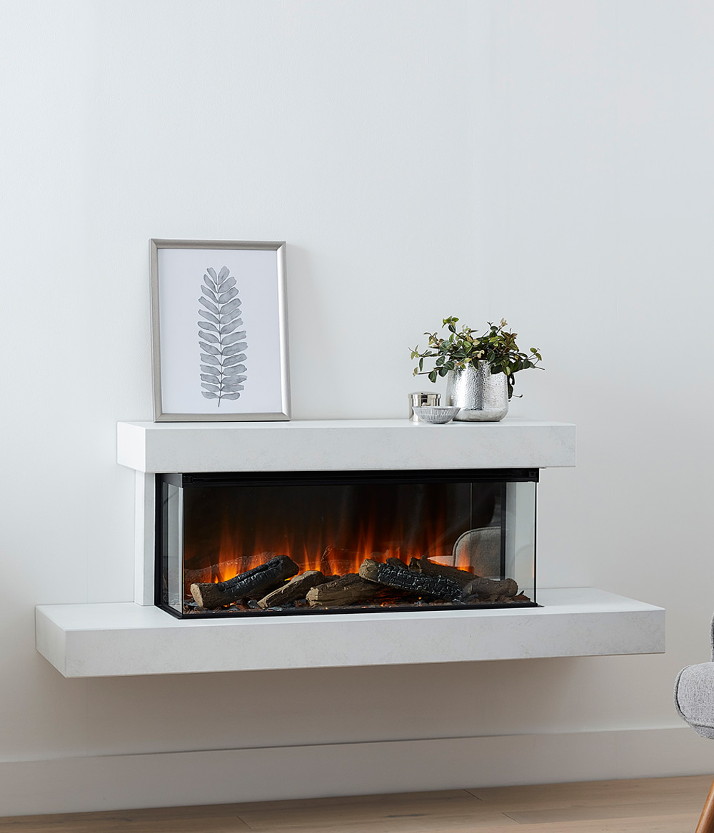 Electric fireplace British Fires Brockenhurst electric fire white marble effect