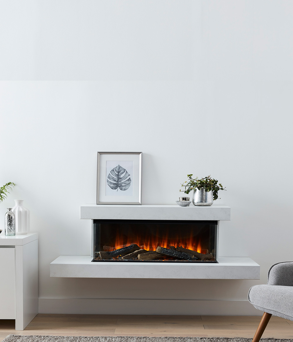 Electric fireplace British Fires Brockenhurst electric fire white marble effect